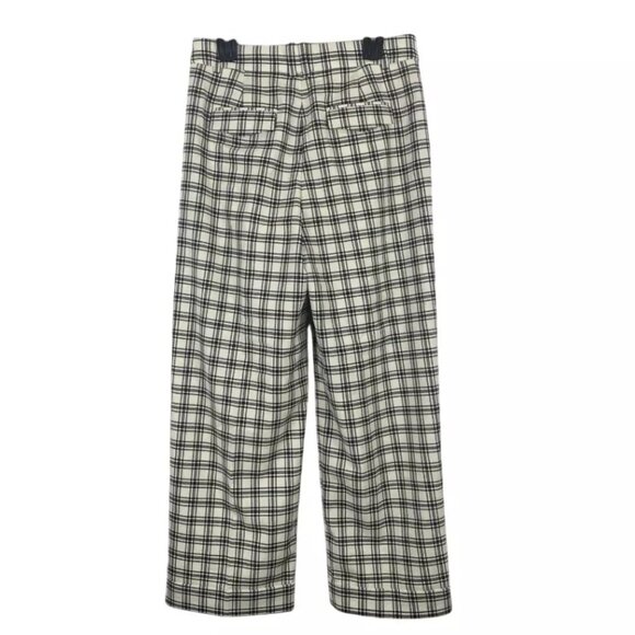 NWT J.Crew Collection Italian Nova Fides Essential Wide Leg Plaid Pants Size 8 - Picture 2 of 7